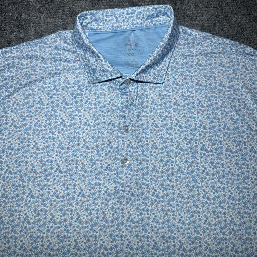 Johnnie-O Featherweight Golf Polo Shirt 2XL Stretch All Over Print Floral Light